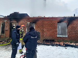 zdjęcie z akcji ratowniczej - pożar w Sokolniku